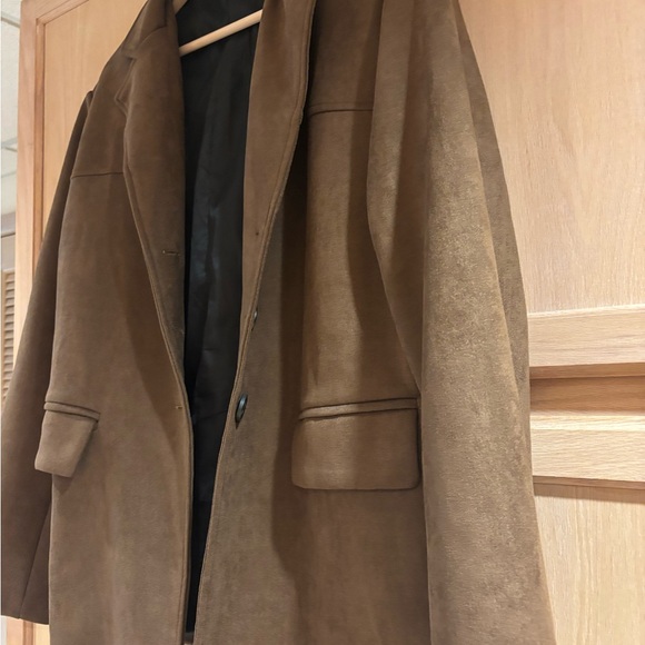 Chocolate Brown Oversized Faux Suede Blazer - Picture 7 of 10